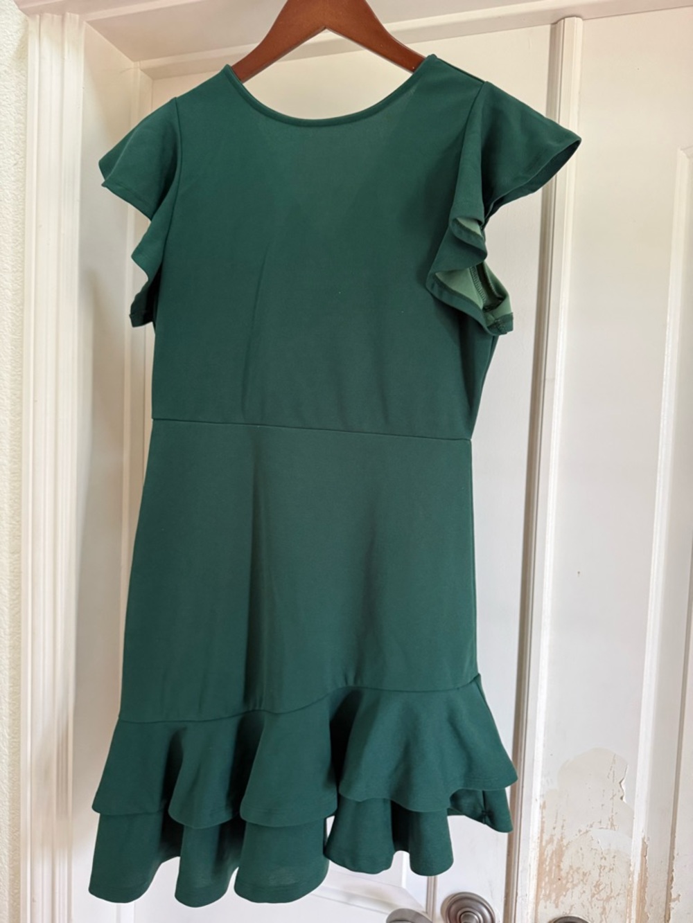 Girls Emerald Green Ruffle Hem Dress
